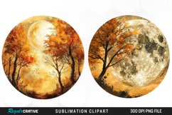 Watercolor Autumn Harvest Moons Artwork Clipart Product Image 1