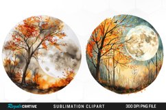 Watercolor Autumn Harvest Moon Artwork Clipart Product Image 1