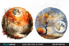 Watercolor Autumn Harvest Moon Illustration Clipart Product Image 1