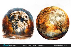 Watercolor Autumn Harvest Moons Clipart Bundle Product Image 2