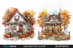 Watercolor Autumn House Porch Graphic Clipart Product Image 1