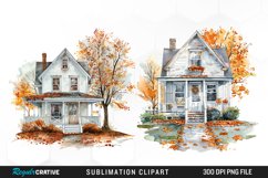 Watercolor Autumn House Porch Graphic Clipart Product Image 1