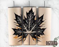 Watercolor Leaf Tumbler Design, Autumn Leaves PNG Product Image 5