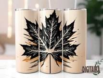 Watercolor Leaf Tumbler Design, Autumn Leaves PNG Product Image 4