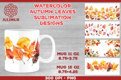 Autumn Splendor Watercolor Leaves Mug Sublimation Design Product Image 1