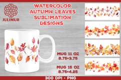 Autumn Splendor Watercolor Leaves Mug Sublimation Design Product Image 1