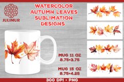 Autumn Splendor Watercolor Leaves Mug Sublimation Design Product Image 1