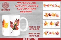 Autumn Splendor Watercolor Leaves Mug Sublimation Design Product Image 1