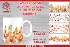 Autumn Splendor Watercolor Leaves Mug Sublimation Design Product Image 1