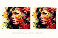 Unique Autumn Leaves Fantasy Woman Sublimation Tumbler Wrap Product Image 2