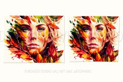 Unique Autumn Leaves Fantasy Woman Sublimation Tumbler Wrap Product Image 2