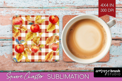 Cozy Autumn Square Coaster - Harvest Season Coaster PNG Product Image 1