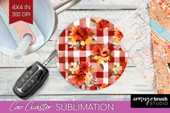 Cozy Autumn Car Coaster - Harvest Season Coaster PNG Product Image 1