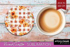Cozy Autumn Round Coaster - Harvest Season Coaster PNG Product Image 1