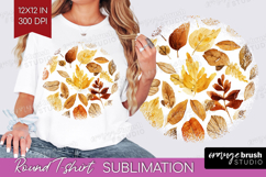 Cozy Autumn Round Tshirt Background - Harvest Season PNG Product Image 1