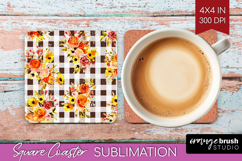 Cozy Autumn Square Coaster - Harvest Season Coaster PNG Product Image 1