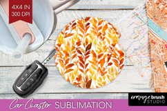 Cozy Autumn Car Coaster - Harvest Season Coaster PNG Product Image 1