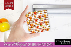 Cozy Autumn Magnet Sublimation - Harvest Season Square PNG Product Image 1