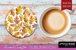 Cozy Autumn Round Coaster - Harvest Season Coaster PNG Product Image 1