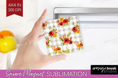 Cozy Autumn Magnet Sublimation - Harvest Season Square PNG Product Image 1