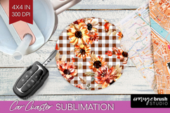 Cozy Autumn Car Coaster - Harvest Season Coaster PNG Product Image 1