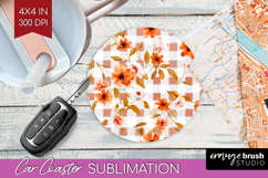 Cozy Autumn Car Coaster - Harvest Season Coaster PNG Product Image 1