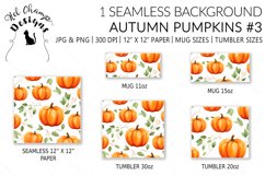 Watercolor autumn pumpkins scrapbooking papers sublimation mug tumbler 2