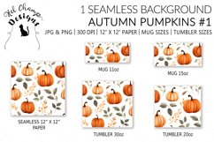 Watercolor autumn pumpkins scrapbooking papers  sublimation mug tumbler 2