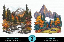 Watercolor Autumn Scene PNG Set Clipart Product Image 1