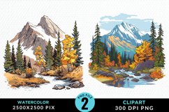 Watercolor Autumn Scene PNG Set Clipart Product Image 1