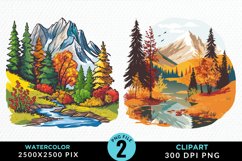 Watercolor Autumn Scene Graphic Clipart Product Image 1