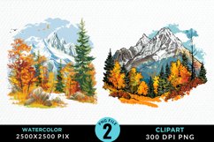 Watercolor Autumn Scene PNG Set Clipart Product Image 1