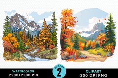 Watercolor Autumn Scene PNG Set Clipart Product Image 1