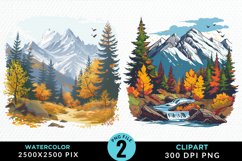 Watercolor Autumn Scene PNG Set Clipart Product Image 1