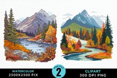 Watercolor Autumn Scene PNG Set Clipart Product Image 1