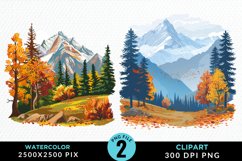 Watercolor Autumn Scene PNG Set Clipart Product Image 1