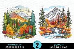 Watercolor Autumn Scene PNG Set Clipart Product Image 1