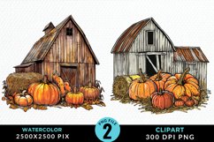 Watercolor Autumn Scenes Illustration Clipart Product Image 1