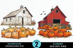 Watercolor Autumn Scenes Illustration Clipart Product Image 1