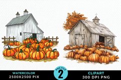 Watercolor Autumn Scenes PNG Set Clipart Product Image 1