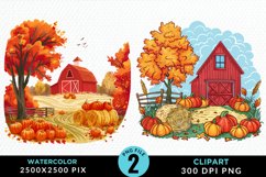 Watercolor Autumn Scenes Illustration Clipart Product Image 1