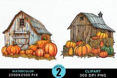 Watercolor Autumn Scenes PNG Set Clipart Product Image 1