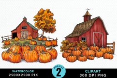 Watercolor Autumn Scenes PNG Set Clipart Product Image 1