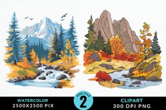Watercolor Autumn Scene PNG Set Clipart Product Image 1