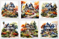 Autumn Houses Backgrounds, Fall Colors Houses Background Product Image 2