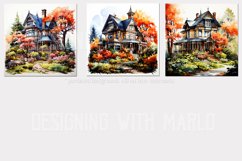 Autumn Houses Backgrounds, Fall Colors Houses Background Product Image 4