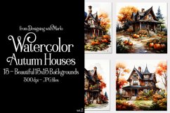 Autumn Houses Backgrounds, Fall Colors Houses Background Product Image 1