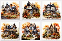 Autumn Houses Backgrounds, Fall Colors Houses Background Product Image 2