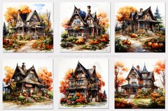 Autumn Houses Backgrounds, Fall Colors Houses Background Product Image 3