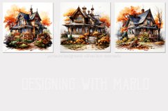 Autumn Houses Backgrounds, Fall Colors Houses Background Product Image 4